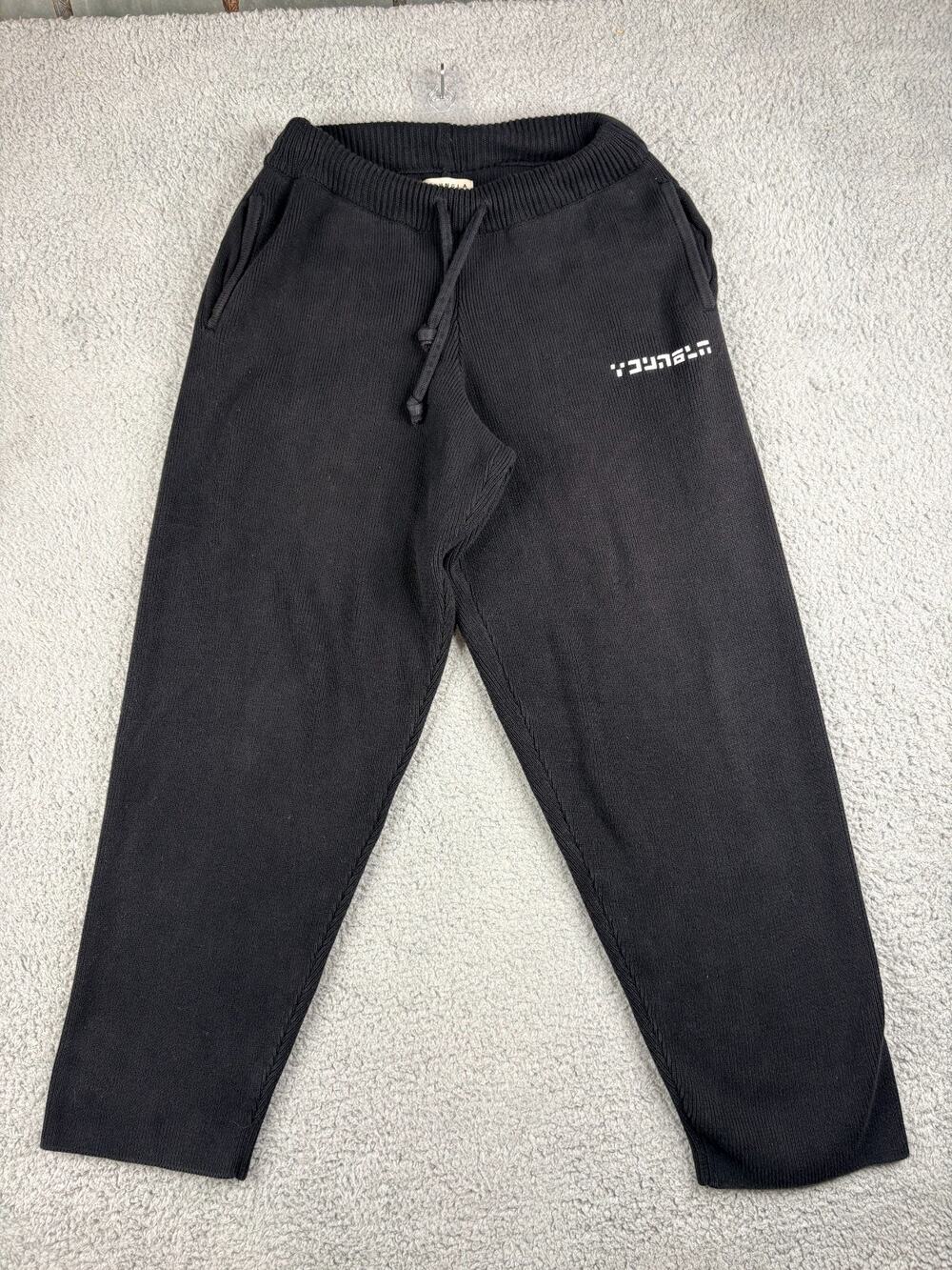 YoungLA Sweatpants Men’s Medium Black Drawstring Waist Straight Leg Side Pockets